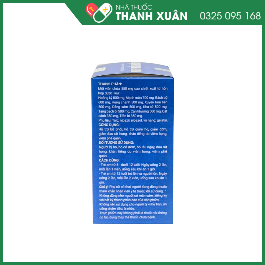 Viên Bổ Phổi Bắc Thái giúp hỗ trợ bổ phổi, hỗ trợ giảm ho, giảm đau rát họng, khàn tiếng